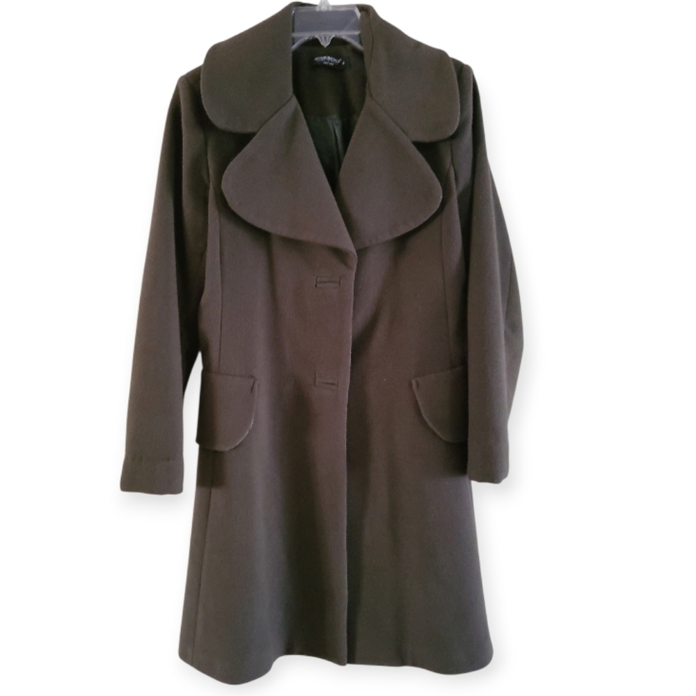 Rinascimento Women's Military Olive Green Pea Coat Jacket Medium Length Large/10